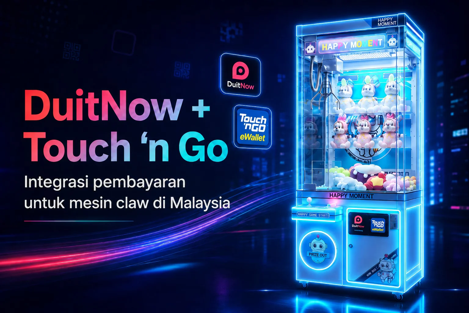 Integrasi DuitNow dan Touch 'n Go untuk mesin capit di Malaysia