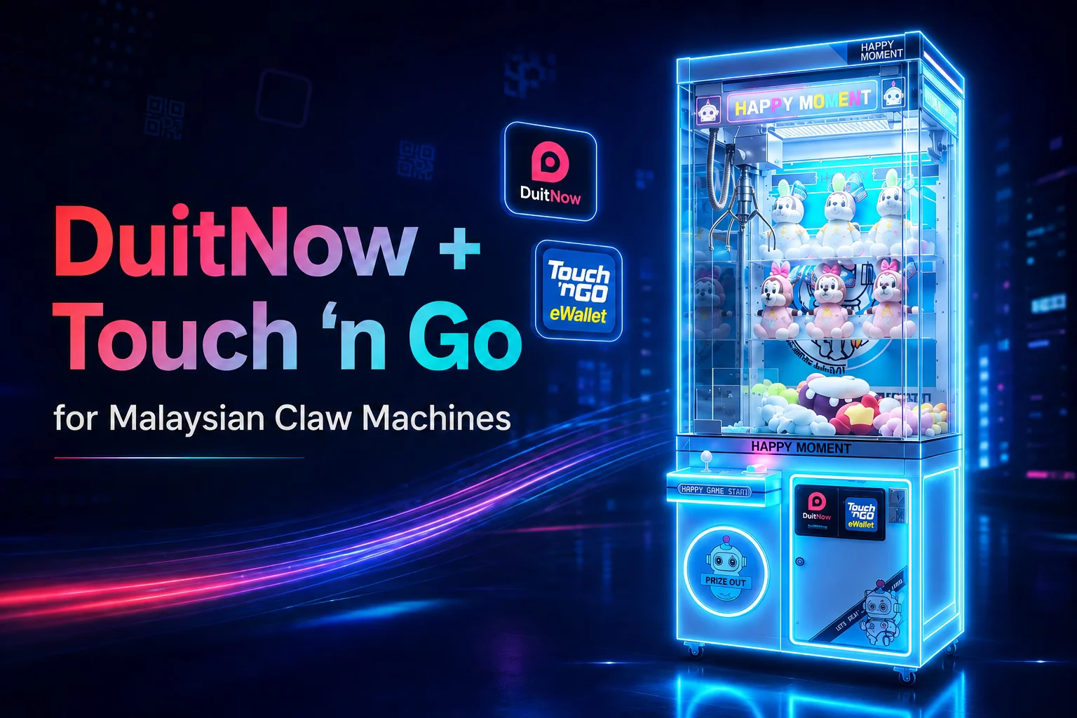 DuitNow and Touch 'n Go payment integration for Malaysian claw machines
