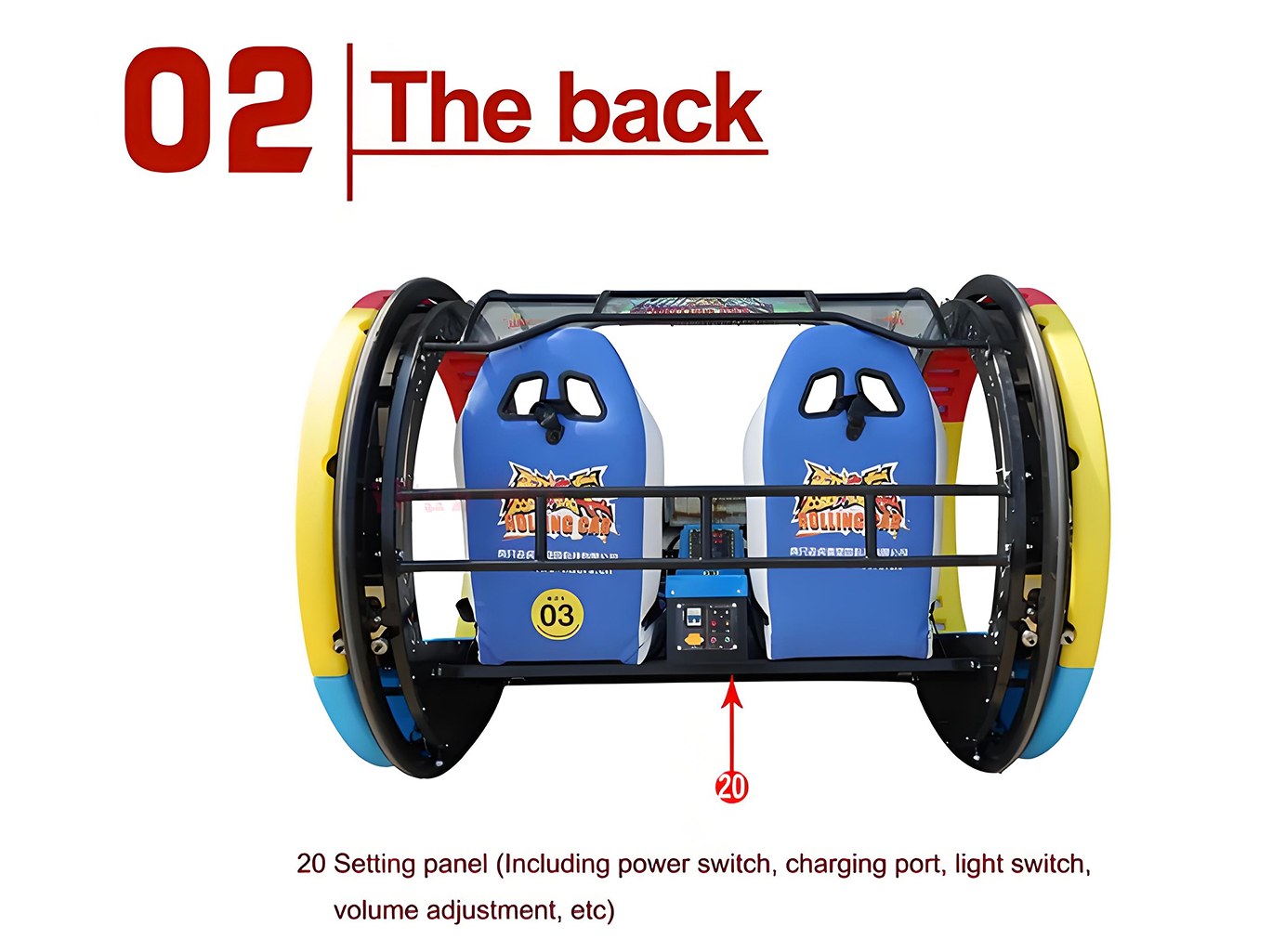 360° Rolling Amusement Car (Dual-Seat) factory product view 4