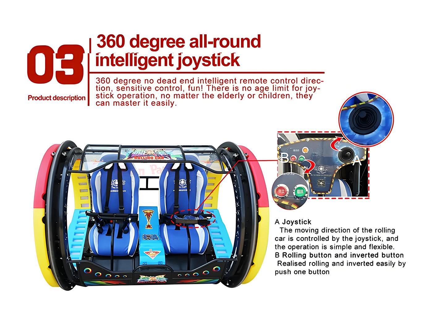 360° Rolling Amusement Car (Dual-Seat) factory product view 5