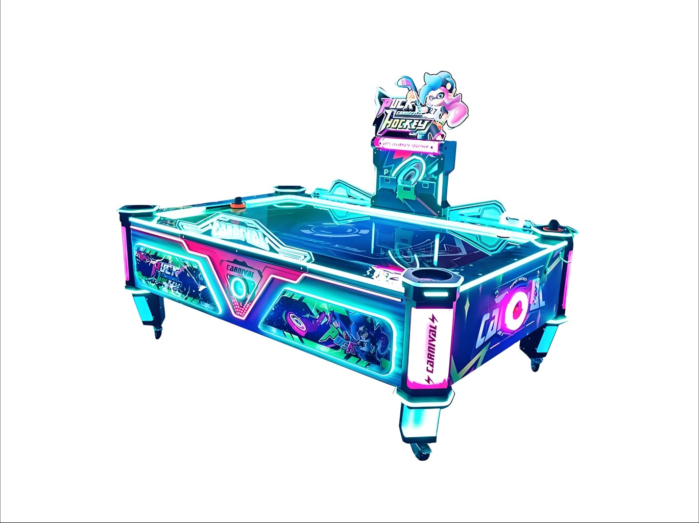 Neon LED Air Hockey Table | 4-Player Commercial Arcade Game for Arcades & Bars factory product view 2