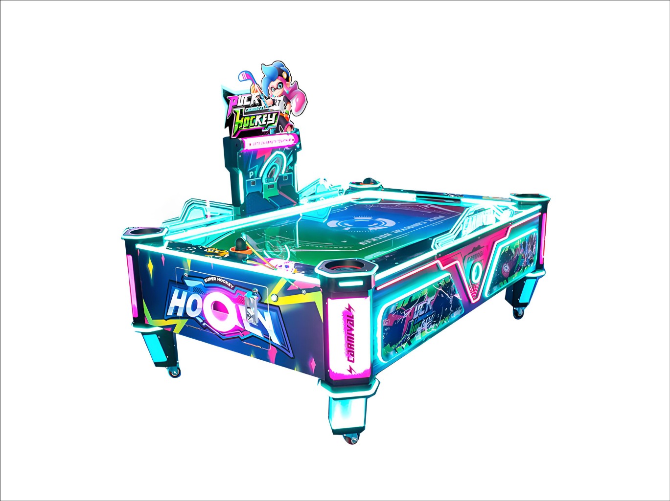 Neon LED Air Hockey Table | 4-Player Commercial Arcade Game for Arcades & Bars factory product view 3