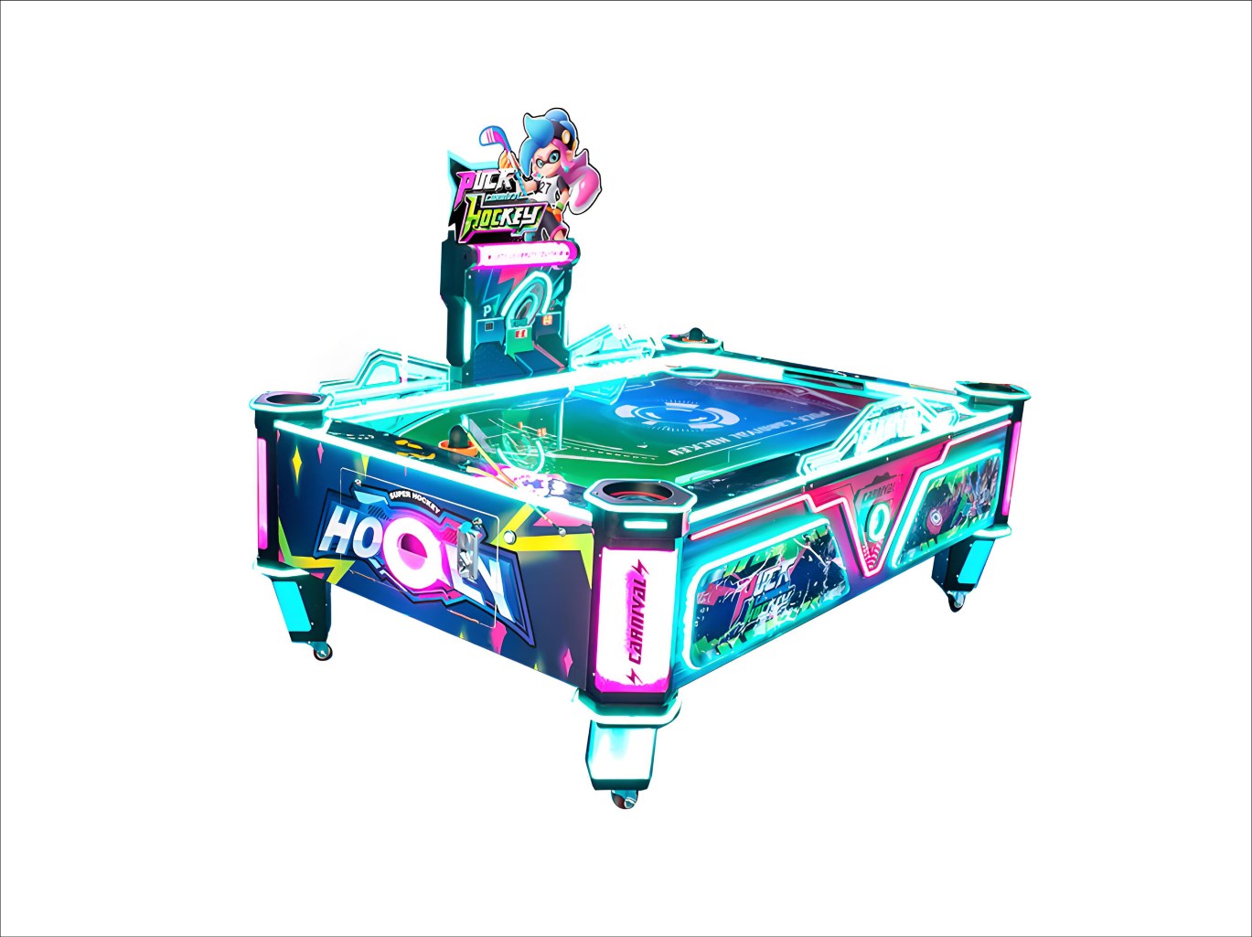 Neon LED Air Hockey Table | 4-Player Commercial Arcade Game for Arcades & Bars factory product view 4