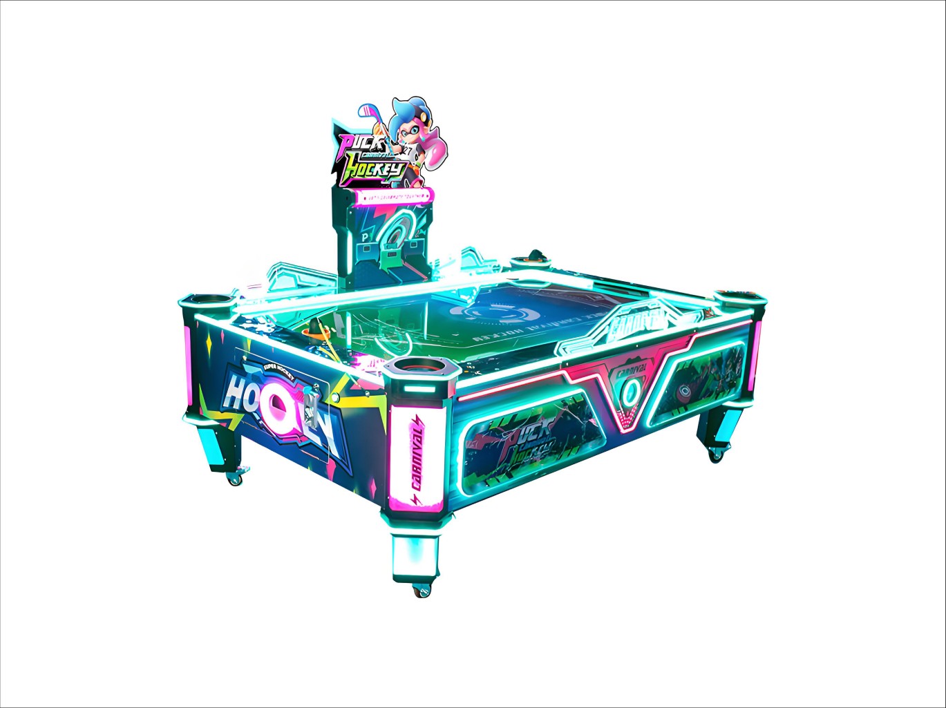 Neon LED Air Hockey Table | 4-Player Commercial Arcade Game for Arcades & Bars factory product view 5