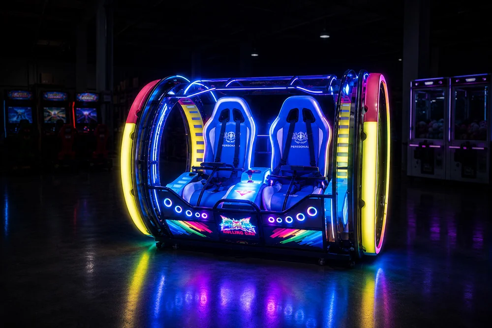 Two-player rolling car arcade ride