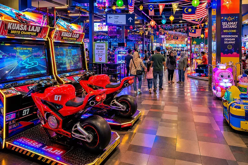 Arcade games in a shopping mall